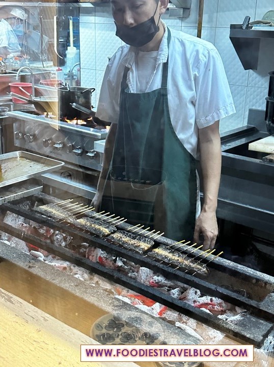 Unagi are charcoal-grilled